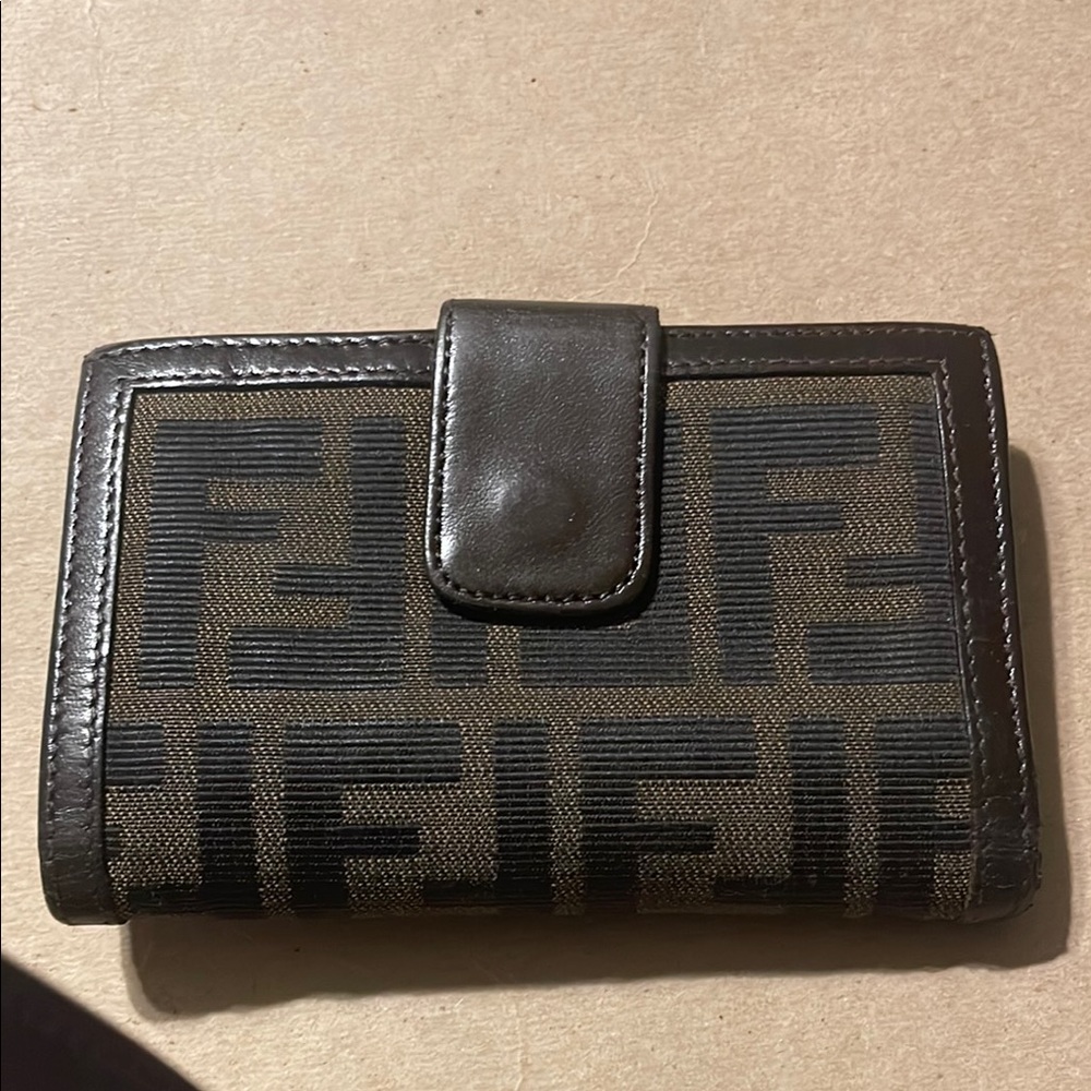 Fendi Black and Brown Logo Wallet